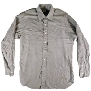 Vintage Polo Ralph Lauren Medium Men's Long Sleeve Button Up Brown‎ White Shirt